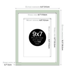 "9X7"" Mint Green Frame With Mount For 7X5"" Pictures 20mm Slim Edge Portrait And Landscape Display With Wall Hooks And Kickstand" - thumbnail 2