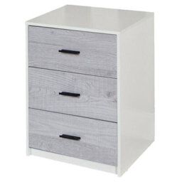 Urbn-Living Urbnliving Height 56Cm 3 Drawer Wooden Bedroom Bedside Cabinet Furniture White Carcass Grey Oak Drawers Storage Nightstand - thumbnail 2