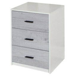Urbn-Living Urbnliving Height 56Cm 3 Drawer Wooden Bedroom Bedside Cabinet Furniture White Carcass Grey Oak Drawers Storage Nightstand - thumbnail 1