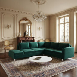 Orlando Velvet Living Room Corner Sofa Metal Legs Freestanding Upholstered Back 2355Cm 212Cm 85Cm Green Left - thumbnail 2