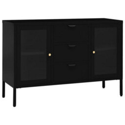 Vidaxl Sideboard Black 105X35X70 Cm Steel And Tempered Glass - thumbnail 2