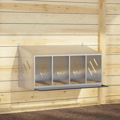 Vidaxl Chicken Nesting Box With 4 Compartments Galvanized Silver Metal - image 1