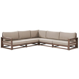 Beliani Garden Corner Sofa With Table 5 Seater Timor Modular Certified Acacia Wood Dark Brown - thumbnail 4