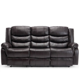 More4Homes Seattle Manual High Back Bonded Leather Recliner 3 Seater Sofa (Brown) - thumbnail 4
