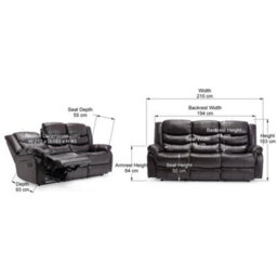 More4Homes Seattle Manual High Back Bonded Leather Recliner 3 Seater Sofa (Brown) - thumbnail 9