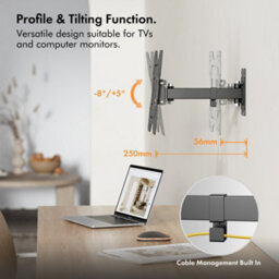 "Vonhaus Tv Wall Bracket For 23-43"" Screens, Articulating Tv Bracket, Wall Mount With Full Tilt Swivel & Extension, 35Kg Capacity" - thumbnail 3