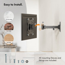 "Vonhaus Tv Wall Bracket For 23-43"" Screens, Articulating Tv Bracket, Wall Mount With Full Tilt Swivel & Extension, 35Kg Capacity" - thumbnail 5