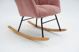 Matteo Mid Century Modern Pink Teddy Fabric Rocking Chair With Ergonomic Padded Seat For Living Rooms - thumbnail 8