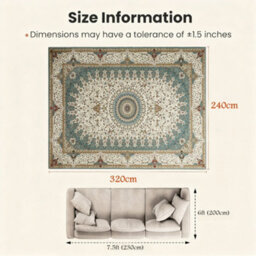 Bedlooms Willow Cashmere Rug 240X320Cm, Medallion Floral Pattern, Non Slip, Stain Resistant, For Extra Large Living Room - thumbnail 7
