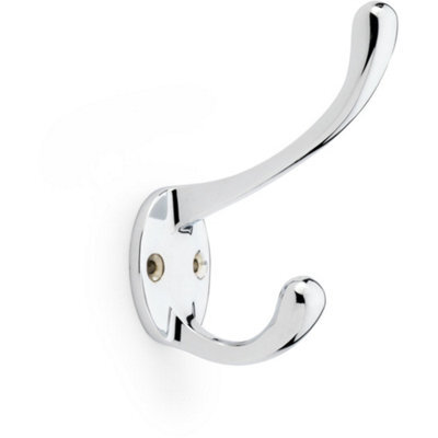 Loops Solid Brass Victorian Hat & Coat Hook - Wall Mounted Holder - Polished Chrome - image 1
