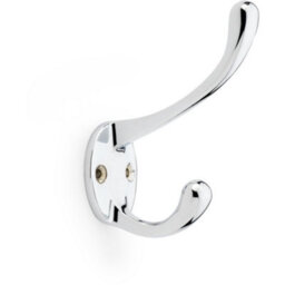 Loops Solid Brass Victorian Hat & Coat Hook - Wall Mounted Holder - Polished Chrome