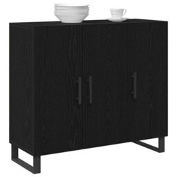 Berkfield Sideboard With 3 Doors Black Oak 90X34X80 Cm Engineered Wood - thumbnail 3