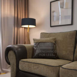 Furnishings For Less UK Large Portland  Brown And Beige Fabric And Leather 5 Seater L Shaped Corner Sofa Range Roll Arm Fullback - thumbnail 5
