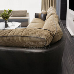 Furnishings For Less UK Large Portland  Brown And Beige Fabric And Leather 5 Seater L Shaped Corner Sofa Range Roll Arm Fullback - thumbnail 7