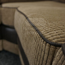 Furnishings For Less UK Large Portland  Brown And Beige Fabric And Leather 5 Seater L Shaped Corner Sofa Range Roll Arm Fullback - thumbnail 6
