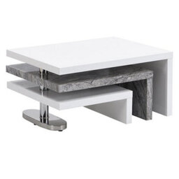 Furniture in Fashion Design Rotating White Gloss Coffee Table In Melange Marble Effect - thumbnail 3