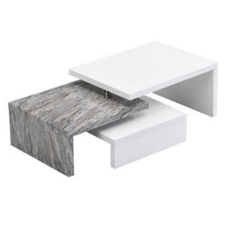 Furniture in Fashion Design Rotating White Gloss Coffee Table In Melange Marble Effect - thumbnail 6