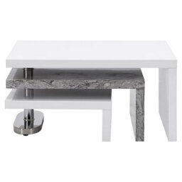 Furniture in Fashion Design Rotating White Gloss Coffee Table In Melange Marble Effect - thumbnail 4