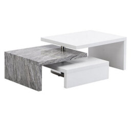 Furniture in Fashion Design Rotating White Gloss Coffee Table In Melange Marble Effect - thumbnail 5