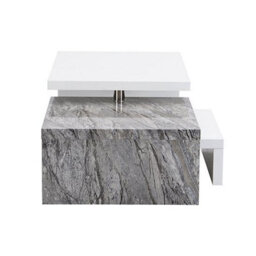 Furniture in Fashion Design Rotating White Gloss Coffee Table In Melange Marble Effect - thumbnail 8