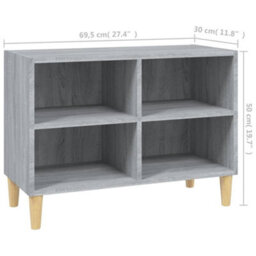 Berkfield Sturdy Tv Cabinet With Solid Wood Legs Grey Sonoma 69.5X30X50 Cm - thumbnail 6