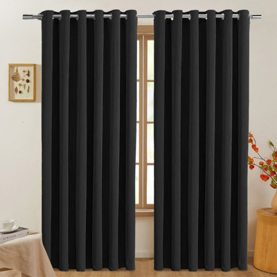 Imperial Rooms Blackout Curtain-Thermal Ready Made Eyelet Curtain (2 Panel) For Living Room Curtain Black, (W)2.28Mx(L)1.83M - image 1