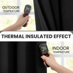 Imperial Rooms Blackout Curtain-Thermal Ready Made Eyelet Curtain (2 Panel) For Living Room Curtain Black, (W)2.28Mx(L)1.83M - thumbnail 2