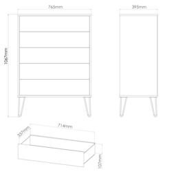 Anzio Matt Dusk Grey 5 Drawer Chest (H)1067mm (W)765mm (D)395mm - thumbnail 7