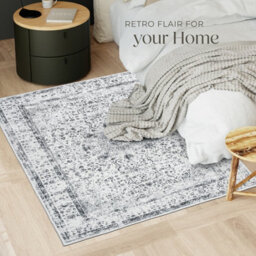 Tectake Washable Rug Aliya - Different Sizes, Oriental Pattern, Non-Slip Underside, Non-Allergenic Short Pile 120 X 170 Cm - Grey - thumbnail 3