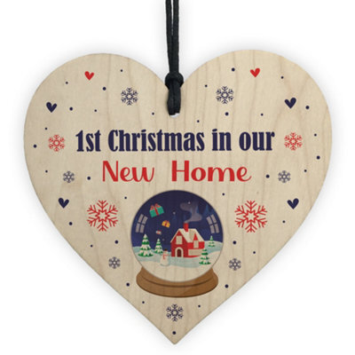 Red Ocean 1St First Christmas In New Home Wood Heart Housewarming Present Hanging Christmas Bauble Gift - image 1