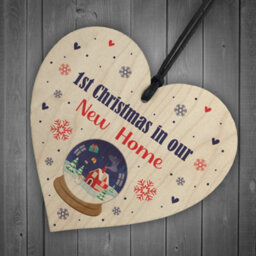 Red Ocean 1St First Christmas In New Home Wood Heart Housewarming Present Hanging Christmas Bauble Gift - thumbnail 6