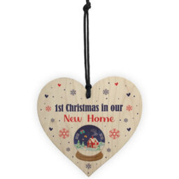 Red Ocean 1St First Christmas In New Home Wood Heart Housewarming Present Hanging Christmas Bauble Gift - thumbnail 5