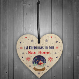 Red Ocean 1St First Christmas In New Home Wood Heart Housewarming Present Hanging Christmas Bauble Gift - thumbnail 2