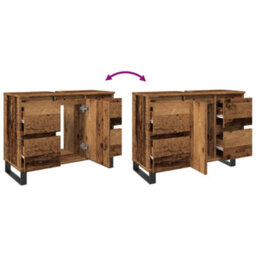 Berkfield Bathroom Sink Cabinet Old Wood 80X33X60 Cm Engineered Wood - thumbnail 8