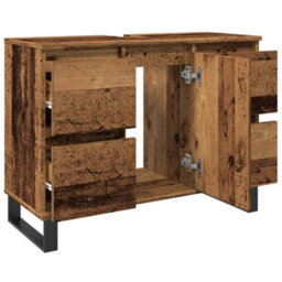 Berkfield Bathroom Sink Cabinet Old Wood 80X33X60 Cm Engineered Wood - thumbnail 7