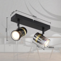 Luminosa Lighting Luminosa Trabby Twin Ceiling Spotlight Matt Black Smoke Glass Shade 2X Gu10 - thumbnail 9