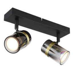 Luminosa Lighting Luminosa Trabby Twin Ceiling Spotlight Matt Black Smoke Glass Shade 2X Gu10