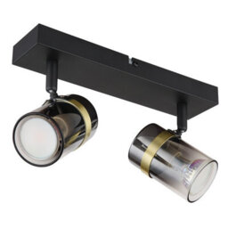 Luminosa Lighting Luminosa Trabby Twin Ceiling Spotlight Matt Black Smoke Glass Shade 2X Gu10 - thumbnail 2