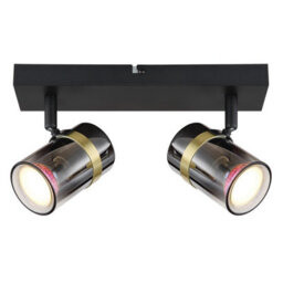 Luminosa Lighting Luminosa Trabby Twin Ceiling Spotlight Matt Black Smoke Glass Shade 2X Gu10 - thumbnail 3