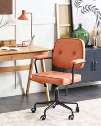 Beliani Desk Chair Pawnee Fabric Orange - thumbnail 2