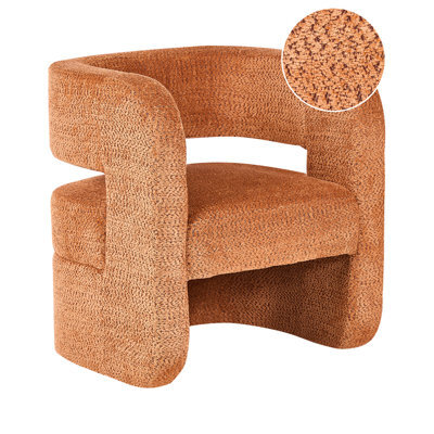 Beliani Armchair Vidsel Chenille Orange - image 1