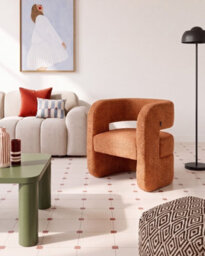 Beliani Armchair Vidsel Chenille Orange - thumbnail 2