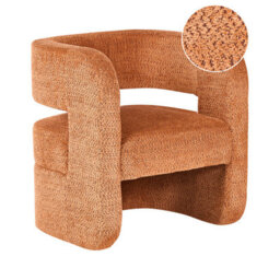 Beliani Armchair Vidsel Chenille Orange - thumbnail 1