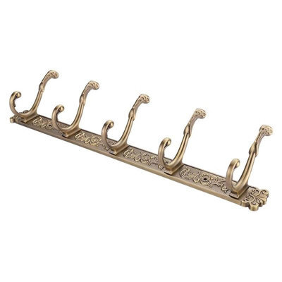 PEPTE Antique Brass Bathroom 5 Hooks Dressing-Gown Towel Door Wall Mounted Hangers - image 1