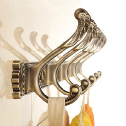 PEPTE Antique Brass Bathroom 5 Hooks Dressing-Gown Towel Door Wall Mounted Hangers - thumbnail 3