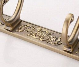 PEPTE Antique Brass Bathroom 5 Hooks Dressing-Gown Towel Door Wall Mounted Hangers - thumbnail 7