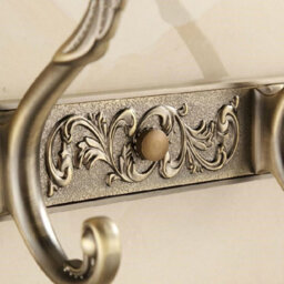 PEPTE Antique Brass Bathroom 5 Hooks Dressing-Gown Towel Door Wall Mounted Hangers - thumbnail 4