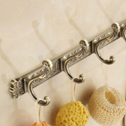 PEPTE Antique Brass Bathroom 5 Hooks Dressing-Gown Towel Door Wall Mounted Hangers - thumbnail 5