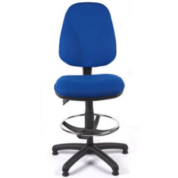 High Back Draughtsman Chair In Blue Fabric - thumbnail 3