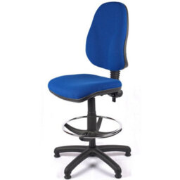 High Back Draughtsman Chair In Blue Fabric - thumbnail 2